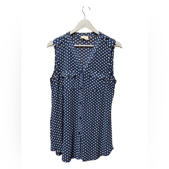 Ember Star Print Sleeveless Button-Down Blouse – XL - Picture 1 of 4